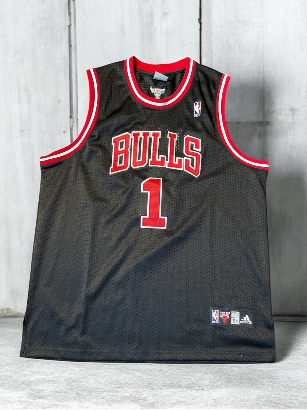 NBA Adidas Chicago Bulls Black and Red #1 Darrick Rose Basketball Jersey